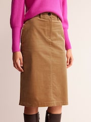 Boden Brown Margot Cord Midi Skirt - Image 1 of 5