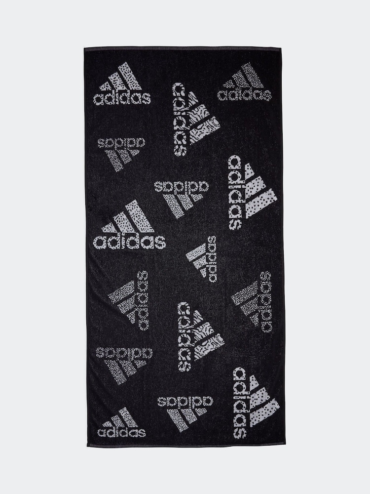 adidas Black 100% Cotton Branded Must Have Towel - Image 1 of 3