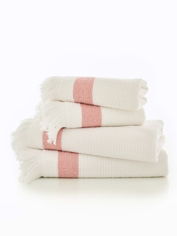 The Lyndon Company Pink Oakwood 100% Cotton Ridge Textured Towel - Image 2 of 2 The Lyndon Company Pink Oakwood 100% Cotton Ridge Textured Towel - Image 2 of 2