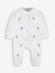 JoJo Maman Bébé White Koala Embroidered Cotton Baby Sleepsuit - Image 3 of 4