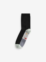Autumn Dog Walking Scene Black Footbed Ankle Socks 5 Pack - Image 4 of 7