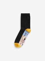 Autumn Dog Walking Scene Black Footbed Ankle Socks 5 Pack - Image 5 of 7