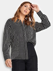 Long Tall Sally Black Stripe 100% Cotton Shirt - Image 1 of 4