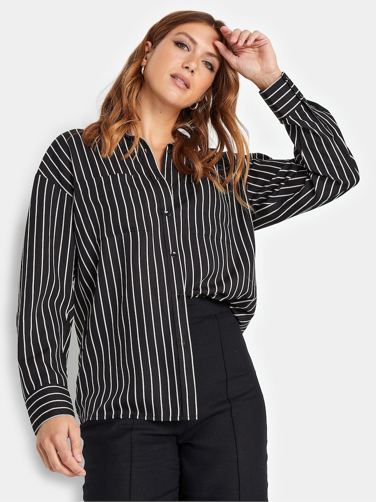 Long Tall Sally Black Stripe 100% Cotton Shirt - Image 1 of 4