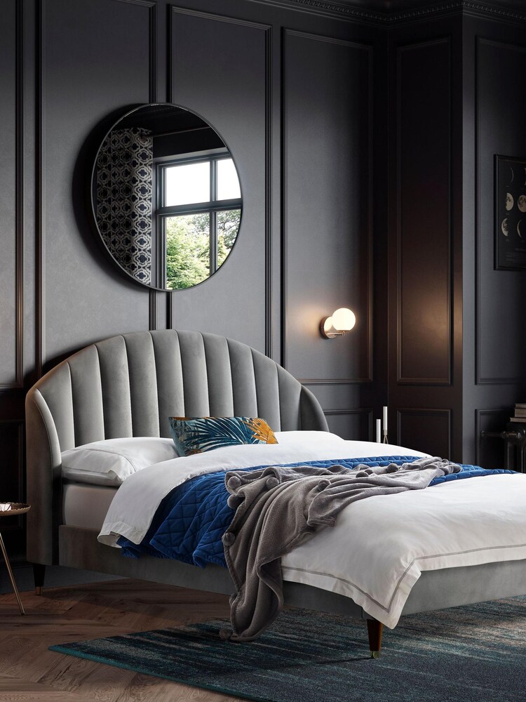 Opulent Velvet Steel Grey Stella Upholstered Bed Frame - Image 1 of 5