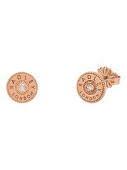 Radley Ladies Hatton Gardens 18ct Rose Gold Tone Sterling Silver Diamond Disc Stud Earrings - Image 1 of 5