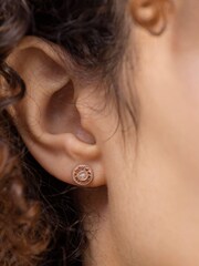 Radley Ladies Hatton Gardens 18ct Rose Gold Tone Sterling Silver Diamond Disc Stud Earrings - Image 4 of 5