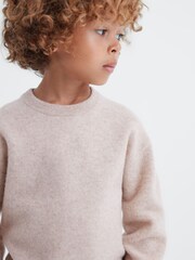 Reiss Oatmeal Melange Prague 9-13 yrs Merino Crew Neck Jumper - Image 4 of 6