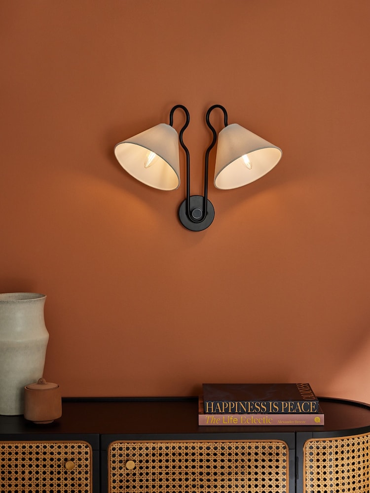 MADE.COM Black Madelyn Double Wall Light - Image 1 of 3 MADE.COM Black Madelyn Double Wall Light - Image 1 of 3