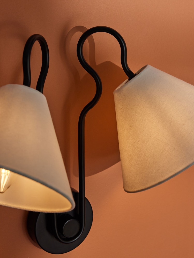 MADE.COM Black Madelyn Double Wall Light - Image 2 of 3 MADE.COM Black Madelyn Double Wall Light - Image 2 of 3