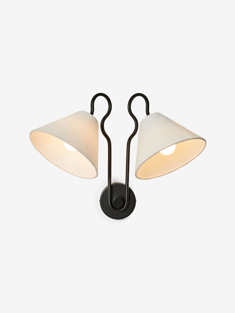 MADE.COM Black Madelyn Double Wall Light - Image 3 of 3 MADE.COM Black Madelyn Double Wall Light - Image 3 of 3