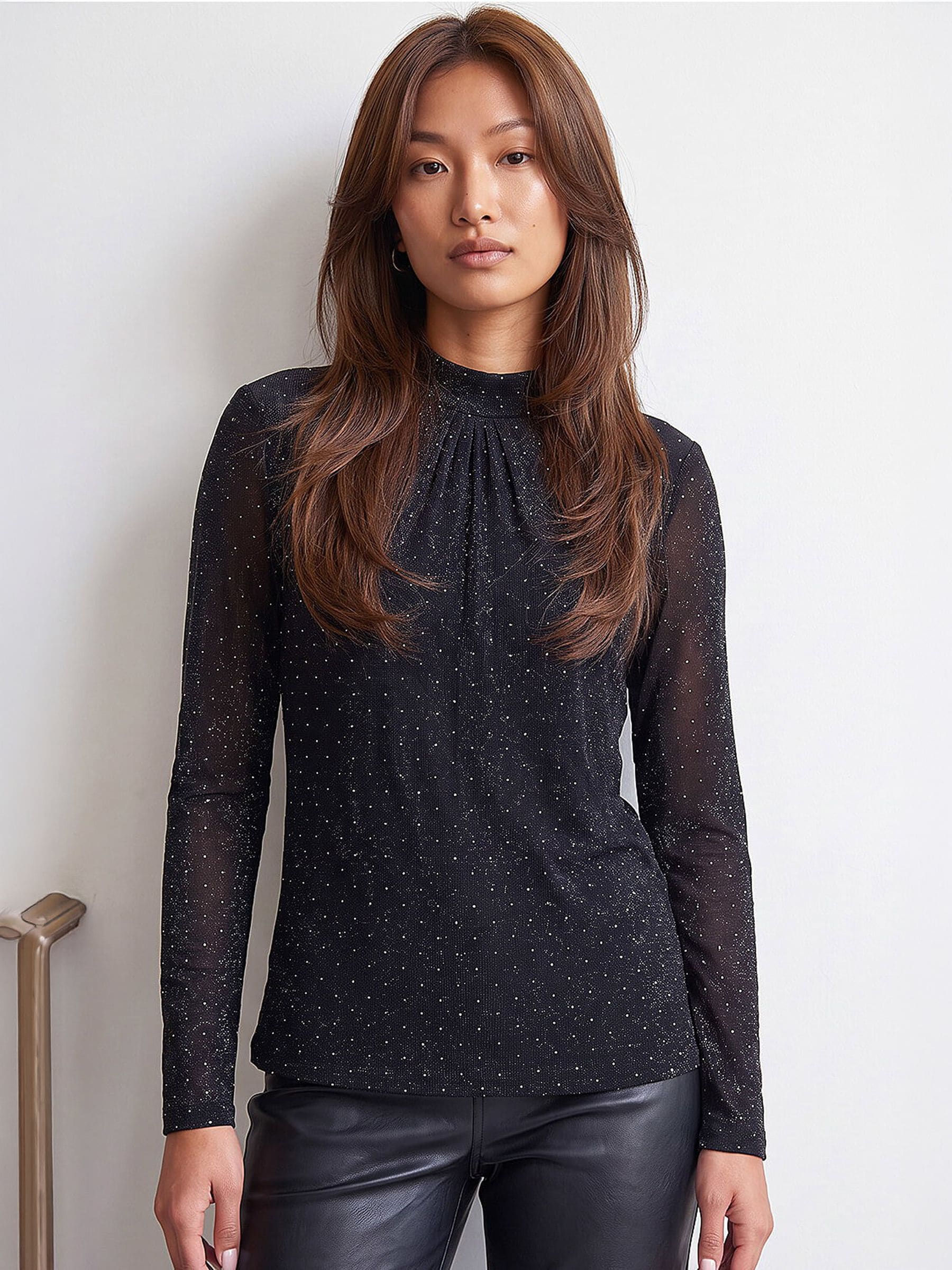 Roman Women's Sparkly High Neck Top in Black | Size: 20 - Image 2