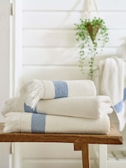 The Lyndon Company Blue Oakwood 100% Cotton Ridge Textured Towel - Image 1 of 2