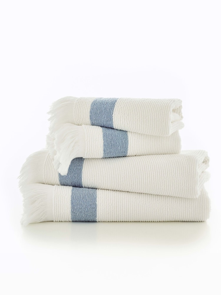The Lyndon Company Blue Oakwood 100% Cotton Ridge Textured Towel - Image 2 of 2 The Lyndon Company Blue Oakwood 100% Cotton Ridge Textured Towel - Image 2 of 2