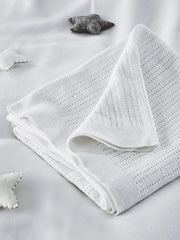 The White Company White Cellular Satin 100% Cotton Winter Blanket - Image 1 of 2