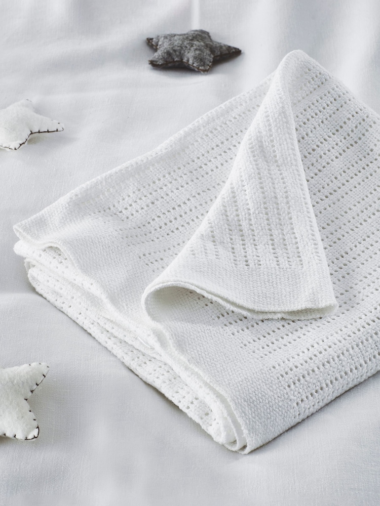 The White Company White Cellular Satin 100% Cotton Winter Blanket - Image 1 of 2