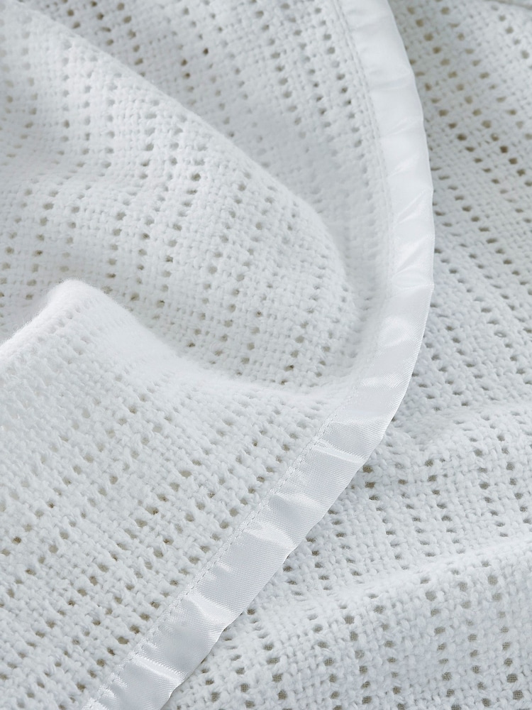 The White Company White Cellular Satin 100% Cotton Winter Blanket - Image 2 of 2