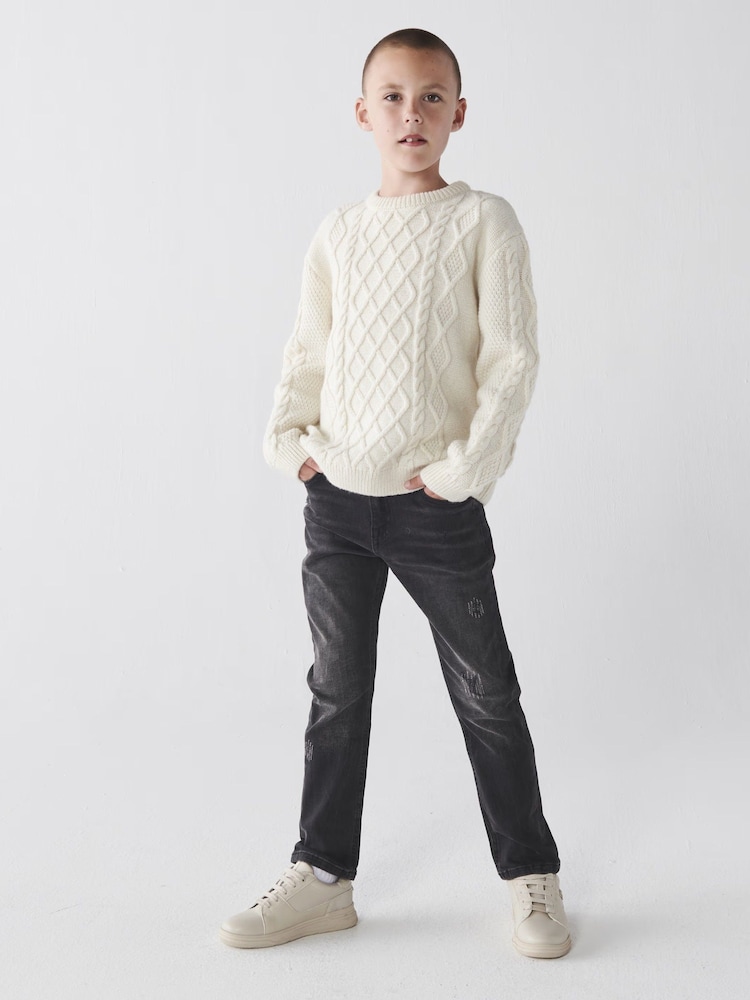 River Island Black Boys Slim Relaxed 100% Cotton Jeans - Image 1 of 5 River Island Black Boys Slim Relaxed 100% Cotton Jeans - Image 1 of 5