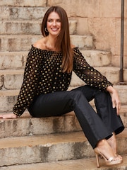 Sosandar Black Spot Bardot Top - Image 5 of 5