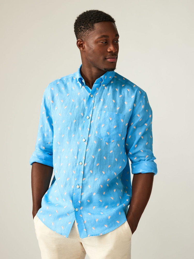 Blue Signature 100% Linen Long Sleeve Shirt - Image 1 of 8