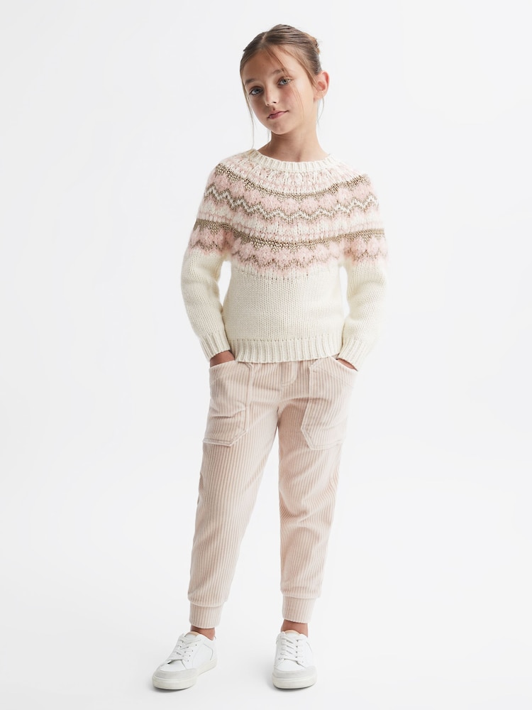 Reiss Pink Blythe 9-14 yrs Fairisle Pattern Knitted Jumper - Image 1 of 5