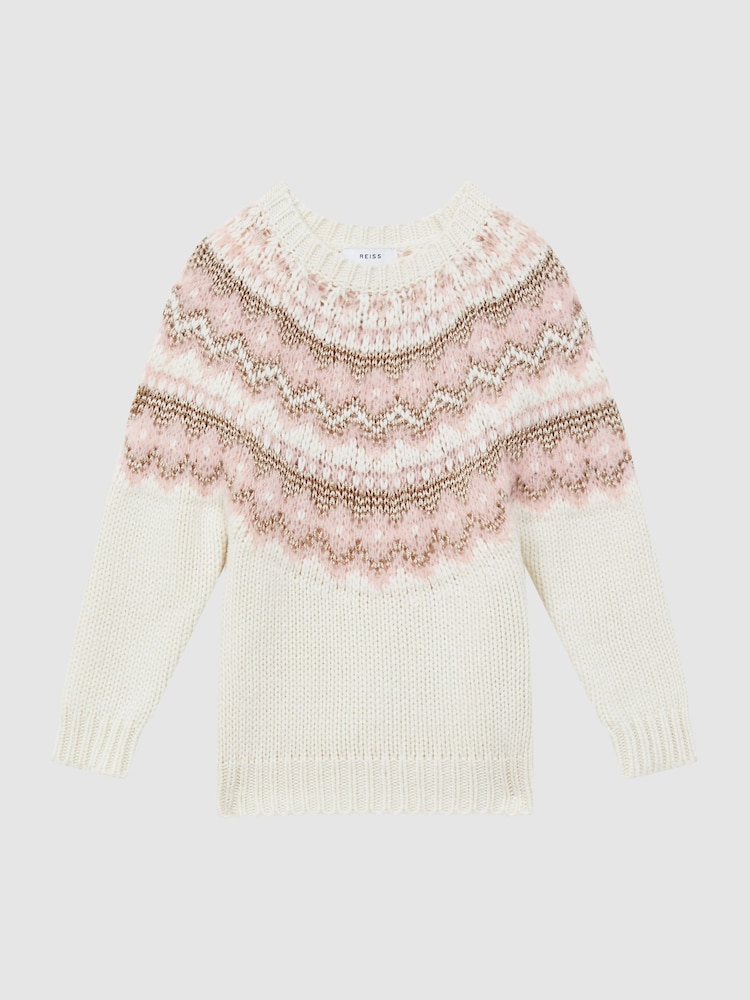 Reiss Pink Blythe 9-14 yrs Fairisle Pattern Knitted Jumper - Image 2 of 5