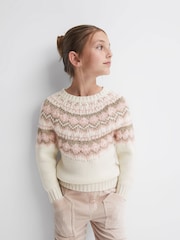 Reiss Pink Blythe 9-14 yrs Fairisle Pattern Knitted Jumper - Image 3 of 5