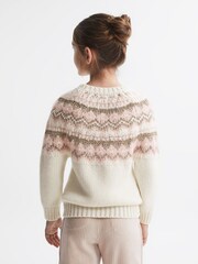 Reiss Pink Blythe 9-14 yrs Fairisle Pattern Knitted Jumper - Image 4 of 5
