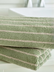 Deyongs Sage Malmo 100% Cotton Stripe Towel - Image 2 of 3