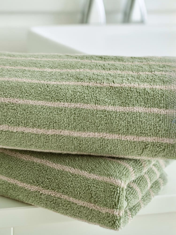 Deyongs Sage Malmo 100% Cotton Stripe Towel - Image 2 of 3 Deyongs Sage Malmo 100% Cotton Stripe Towel - Image 2 of 3