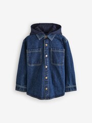 Denim Dark Wash Hooded 100% Cotton Shirt - Image 1 of 1
