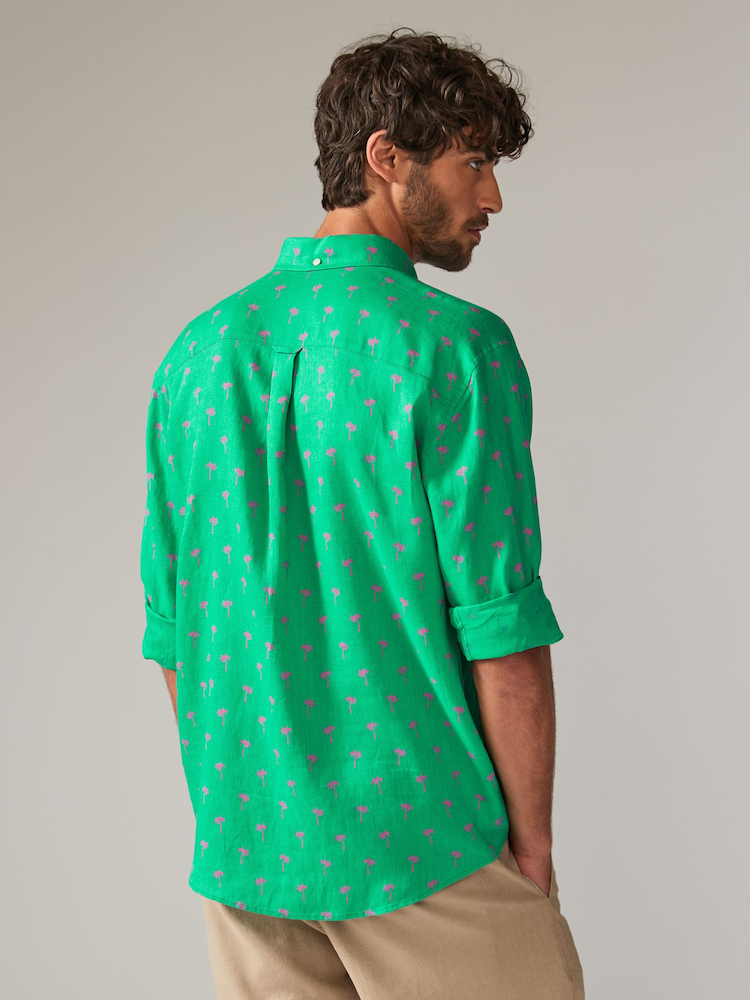 Green Signature 100% Linen Long Sleeve Shirt - Image 2 of 6