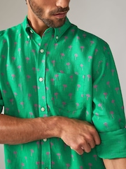 Green Signature 100% Linen Long Sleeve Shirt - Image 4 of 6