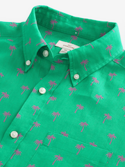 Green Signature 100% Linen Long Sleeve Shirt - Image 5 of 6
