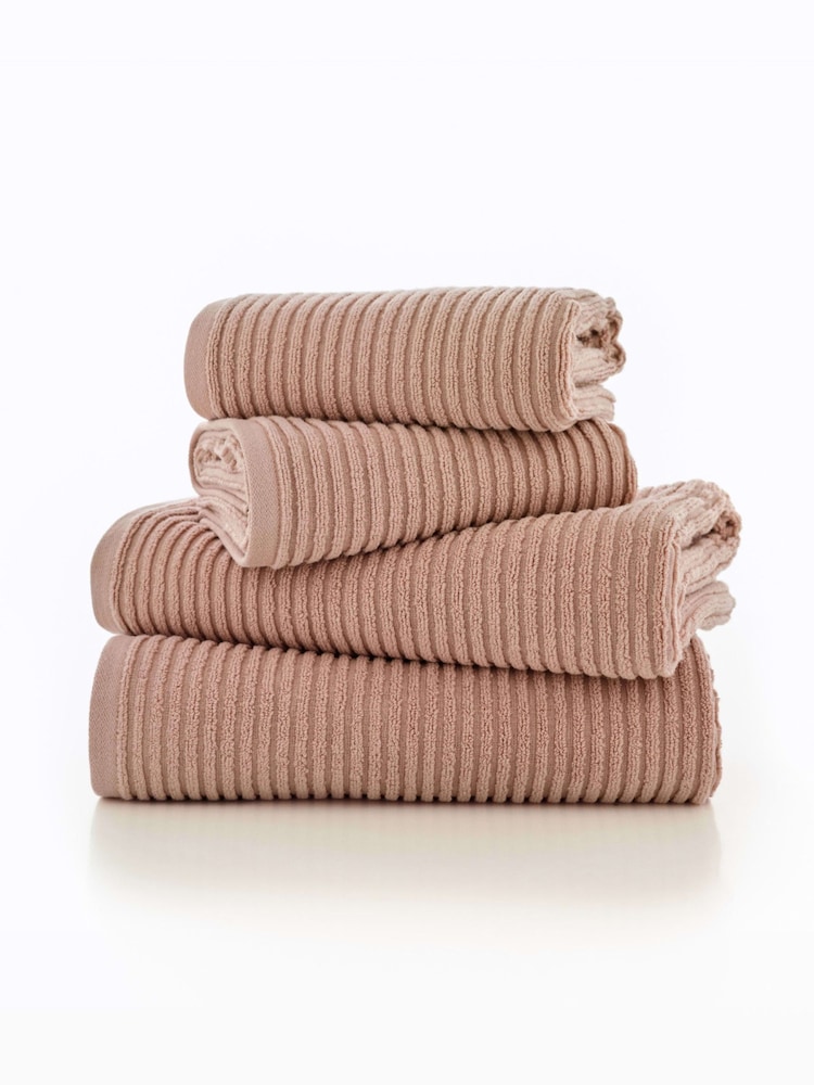 Deyongs Pink Sereno 100% Cotton Soft Ribbed Textured Towel - Image 2 of 2 Deyongs Pink Sereno 100% Cotton Soft Ribbed Textured Towel - Image 2 of 2