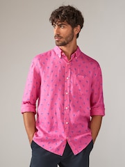 Pink Signature 100% Linen Long Sleeve Shirt - Image 1 of 7