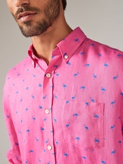 Pink Signature 100% Linen Long Sleeve Shirt - Image 4 of 7