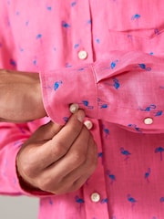 Pink Signature 100% Linen Long Sleeve Shirt - Image 5 of 7