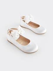 Baker by Ted Baker Girls Tulle Bow Satin Shoes - Image 1 of 5