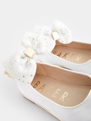 Baker by Ted Baker Girls Tulle Bow Satin Shoes - Image 4 of 5