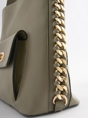 Khaki Green Side Chain Shoulder Bag - Image 4 of 4