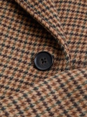 Reiss Camel Unity Modern Fit Wool Blend Double Breasted Dogtooth Coat - Image 6 of 6