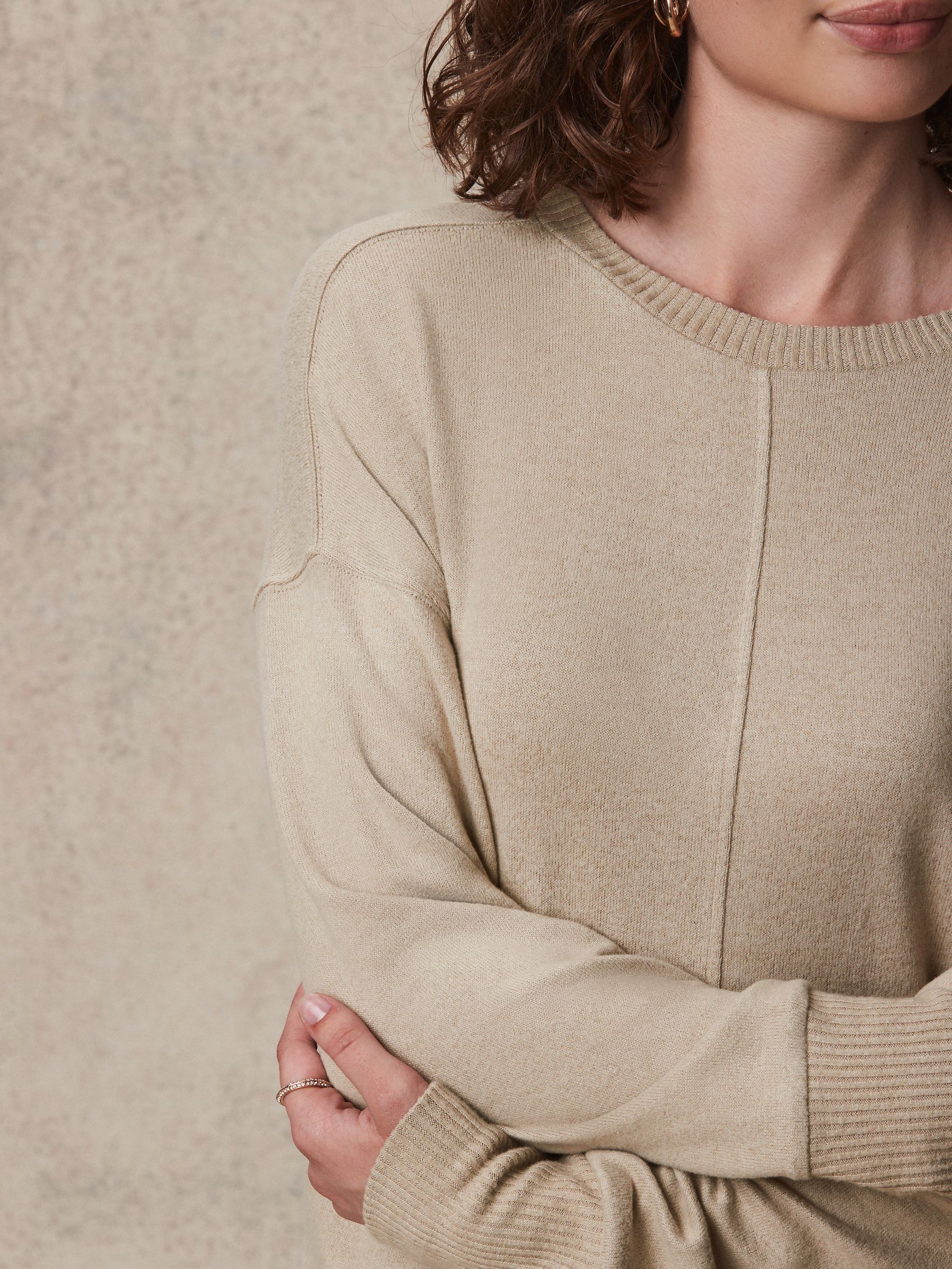 Buy Neutral Cosy Seam Front Crewneck from Next USA