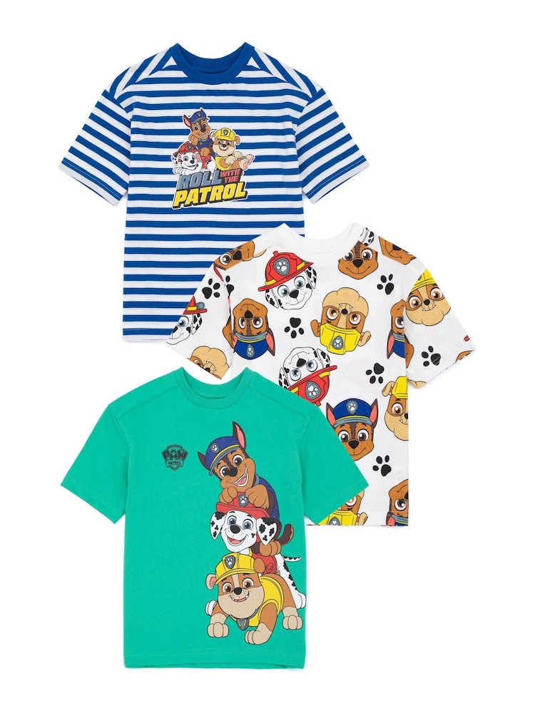Vanilla Underground Boys Brown Paw Patrol 100% Cotton T-Shirts 3 Pack - Image 1 of 6