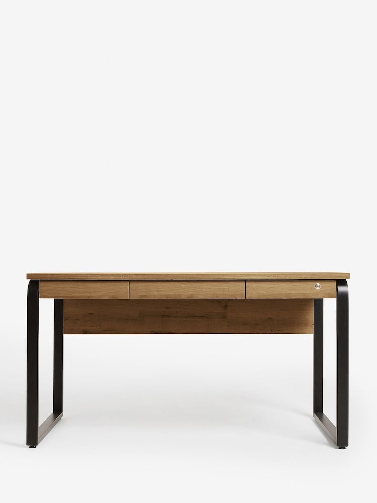 Dark Natural Bronx Oak Effect Large Desk - Image 2 of 7