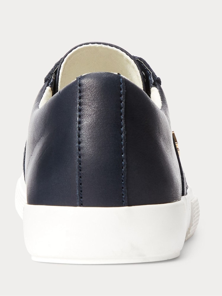 Lauren Ralph Lauren Navy Janson II Nappa Leather Sneakers - Image 2 of 4