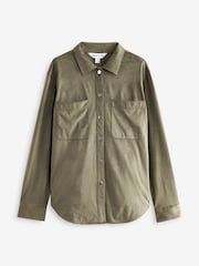 Khaki Green Suede Shirt Jacket - Image 1 of 1