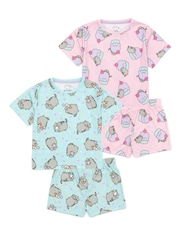 Vanilla Underground Pink Girls Pusheen Pyjamas 2 Pack - Image 1 of 6