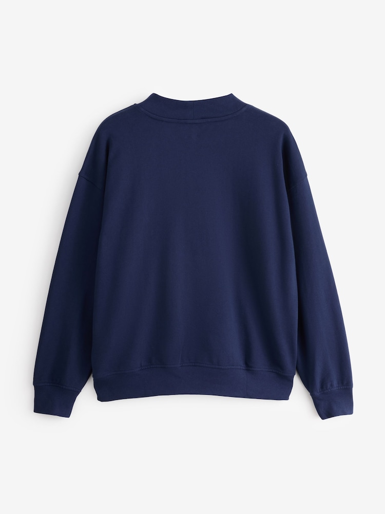 Gap Navy French Terry Oversized Brannan Bear Mock Neck Sweatshirt - Image 2 of 5 Gap Navy French Terry Oversized Brannan Bear Mock Neck Sweatshirt - Image 2 of 5
