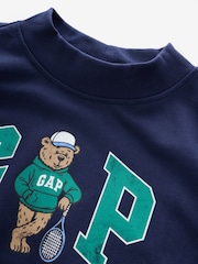 Gap Navy French Terry Oversized Brannan Bear Mock Neck Sweatshirt - Image 3 of 5